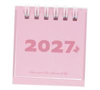 Mini Desk Calendar 2027 Pink Stand up Daily Planner for Desktops
