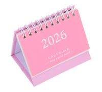 Mini Desk Calendar Planner for Office and Home Use | Pink Minimalist Standing Format, White Offset Paper, Note-taking Ready, Tabletop or Wall Hook Placement