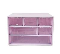 Mini Desk Drawer Organizer with 6 Clear Drawers - Small Plastic Storage Box for Office, Classroom, Crafts, and Home Desktop Organization (7" x 3.9" x 4.7")