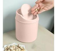 Mini Desk Trash Can with Lid Swing-Lid Tiny Countertop Garbage Bin Small Table Top Plastic Covered Waste Basket for Desk, Small Garbage Can Desktop Trash Bin, Tabletop Waste Basket (Pink)