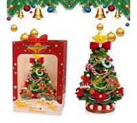 Mini Desktop Christmas Tree with Lights, Christmas Craft Kits for Kids, Kit, Twisted Wand Christmas Tree Decoration Kit, Ideal for Women/Men, with Instructions and Video Tutorials