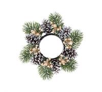 Mini Desktop Christmas Wreath - 8 Inch Artificial Floral Garland with Pine Cones, Red Berries & Gold Balls, Small Tabletop Decor for Holiday, Christmas Tree, Office, Home, Gift