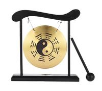 Mini Desktop Gong - 125mmJapanese Gong Percussion Instruments, Mini Meditation Desk Chime, Compact Wooden Desk Chime | Taiji Symbol Chinese Gossip Chart For Ound Healing Home Office