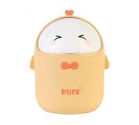 Mini Desktop Trash Can with Lid, Portable Cute Cartoon Style Trash Can, Office, Small Bathroom, for Bedroom, Office, Living Room (Yellow) small garbage