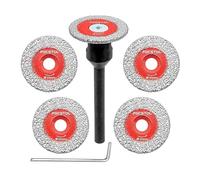 Mini Diamond Engraving Saw Blade - FOCSTOL 5pcs 30mm Cutting Disc and 1pc 6mm Round Shank for Marble Granite Artificial Stone Porcelain Tile Ceramic