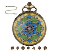 Mini Dice Set - Small Board Games | Metallic Polyhedral Role Playing with Pocket Watch Case - for Men and Women Gamers