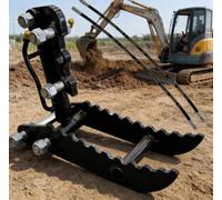Mini Digger Hydraulic Thumb Clip - Includes 2 M14 Hoses & Screws, 90mm Connector - Ideal for Grabbing Wood, Lifting Stones