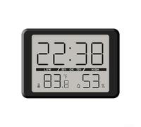 Mini Digital Alarm Clock With Temperature And Humidity Display, Magnetic Adsorption Design Can Be Attached To The Refrigerator Or Wall, Supports 12/24 Hour Format(black)
