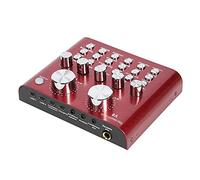 Mini Digital Audio Mixer With Bluetooth Usb Microphone 5 Channel Sound Mixer With V8 Sound Card Built-in Sound Card Headphone Jack DJ Speakers Equipment For Streaming Gaming Phone PC (Color : Red)