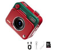 Mini Digital Camera 1080P HD Retro CCD Photography Camcorder with 1.77" IPS Screen, 8000x6000 High-Resolution Photos, Portable Compact Pocket Camera for Students, Travel (Red + 64G Memory Card)