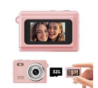 Mini Digital Camera, Keychain Camera Portable 1080P Video, 12MP Photo with 0.96" Screen & 32GB Card,Surprise Birthday Gifts,Gifts for Boys, Gifts for Girls,Gifts for Teens (1, Pink)