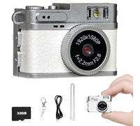 Mini Digital Camera, Retro Camera, 1080P Tiny Keychain Camera with 32GB Card, Small Nostalgia Pocket Video Recorder Photo for Travel Hiking Recording(White)