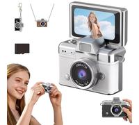 Mini Digital Camera with 1.47 in Lcd Screen, 1080p Flip Retro Digital Waterproof Nostalgic Camera, Portable Miniature Pocket Snap Cameras, Built-In Flash & Flip Display for Travel Study(White,32G)