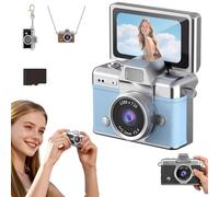 Mini Digital Camera with 1.47 in Lcd Screen, 1080p Flip Retro Digital Waterproof Nostalgic Camera, Portable Miniature Pocket Snap Cameras, Built-In Flash & Flip Display for Travel Study(Blue,128G)