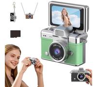 Mini Digital Camera with 1.47 in Lcd Screen, 1080p Flip Retro Digital Waterproof Nostalgic Camera, Portable Miniature Pocket Snap Cameras, Built-In Flash & Flip Display for Travel Study(Green,16G)