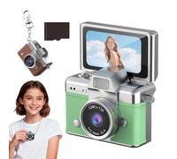 Mini Digital Camera With 1.47 In LCD Screen, 32 Or 64GB Card, Portable Thumb-Sized Flip Screen Vintage Tiny Camera Keychain, Retro CCD With 1080p Display Screen, Built-In Flash(Green,32G Card)