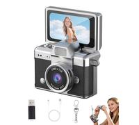 Mini Digital Camera with 1.47 in Lcd Screen, Flip Screen Mini Camera with 1080p, Built-In Flash & Flip Display, 64gb Memory, Card Reader, Portable Keychain Camera for Travel & Daily Use (Black)