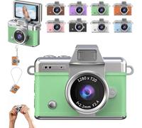 Mini Digital Camera with 1.47 in LCD Screen,Keychain Retro Camera,Retro Digital Keychain Camera Set with Strap and Keychain,180° Flip Screen,Built-in Fill Light,Ideal for Travel,Daily Use (Green)