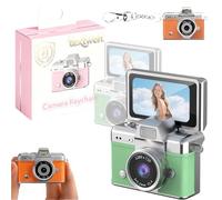 Mini Digital Camera with 1.47 in Lcd Screen, Mini Digital Camera with Flip Screen, 1080p Retro Keychain Cameras, Built in Flash Portable Thumb Size for Travel Study Concert Daily(Green*2,#64G)