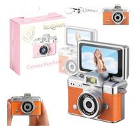 Mini Digital Camera with 1.47 in Lcd Screen, Mini Digital Camera with Flip Screen, 1080p Retro Keychain Cameras, Built in Flash Portable Thumb Size for Travel Study Concert Daily(Orange*2,#32G)