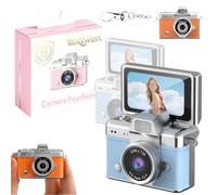 Mini Digital Camera with 1.47 in Lcd Screen, Mini Digital Camera with Flip Screen, 1080p Retro Keychain Cameras, Built in Flash Portable Thumb Size for Travel Study Concert Daily(Blue*2,#64G)