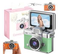 Mini Digital Camera with 1.47 in Lcd Screen, Mini Digital Camera with Flip Screen, 1080p Retro Keychain Cameras, Built in Flash Portable Thumb Size for Travel Study Concert Daily(Green,#64G)