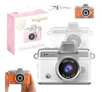 Mini Digital Camera with 1.47 in Lcd Screen, Mini Digital Camera with Flip Screen, 1080p Retro Keychain Cameras, Built in Flash Portable Thumb Size for Travel Study Concert Daily(White*2,#64G)