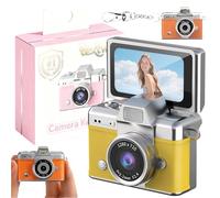 Mini Digital Camera with 1.47 in Lcd Screen, Mini Digital Camera with Flip Screen, 1080p Retro Keychain Cameras, Built in Flash Portable Thumb Size for Travel Study Concert Daily(Yellow,#64G)