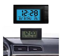 Mini Digital Car Dashboard Clock - 2-in-1 Clock Thermometer with Jumbo LCD Display, Stick-On Adjustable Angle for Car, Truck Dashboard & Air Vent (Blue)