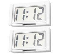 Mini Digital Clock 2Pcs Small Car Clock, Small Digital with Large Clear LCD, Battery Operated Self-Adhesive Dashboard Time for Auto Car, Motorcycle &Truck White, M