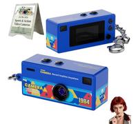 Mini Digital Keychain Camera Retro Compact Portable Thumb Camera with 1080p HD Resolution Rechargeable Battery Design Pocket-Sized Recorder Video Photography Device(Blue,Camera)