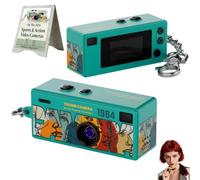 Mini Digital Keychain Camera Retro Compact Portable Thumb Camera with 1080p HD Resolution Rechargeable Battery Design Pocket-Sized Recorder Video Photography Device(Cyan-blue,Camera)