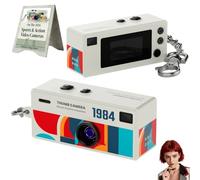 Mini Digital Keychain Camera Retro Compact Portable Thumb Camera with 1080p HD Resolution Rechargeable Battery Design Pocket-Sized Recorder Video Photography Device(White,Camera)