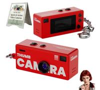 Mini Digital Keychain Camera Retro Compact Portable Thumb Camera with 1080p HD Resolution Rechargeable Battery Design Pocket-Sized Recorder Video Photography Device(Red,Camera)