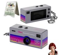 Mini Digital Keychain Camera Retro Compact Portable Thumb Camera with 1080p HD Resolution Rechargeable Battery Design Pocket-Sized Recorder Video Photography Device(Gray,Camera)