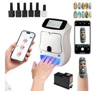 Mini Digital Mobile Nail Art Printer Machine - 3D Smart Nail Printing with 4800 DPI Precision, Built-in LED Gel Curing, 3000+ Built-in Designs, Custom Upload via Mobile APP, for Salon & Home Use