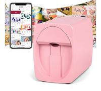 Mini Digital Nail Art Printer, Portable Mobile 3D Nail Printer Machine, App Control - DIY Photos/Cartoons/Texts Pattern-Identifying Nail Edges, W/Ink Cartridge (Print About 450 Times) Pink