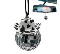 Mini Disco Ball for Car,Cute Rear View Mirror Pendant with Hat | Mirror Hanging Disc Decoration for Cars, Trucks, SUV