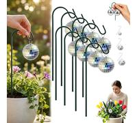 Mini Disco Ball Garden Stake, Silver Mirror Disco Ball Planter Ornaments, Waterproof Tiny Glitter Plant Stake for Garden, Patio, Yard, Lawn & Party(8pcs,L)