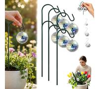 Mini Disco Ball Garden Stake, Silver Mirror Disco Ball Planter Ornaments, Waterproof Tiny Glitter Plant Stake for Garden, Patio, Yard, Lawn & Party(6pcs,S)