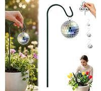 Mini Disco Ball Garden Stake, Silver Mirror Disco Ball Planter Ornaments, Waterproof Tiny Glitter Plant Stake for Garden, Patio, Yard, Lawn & Party(1pcs,M)