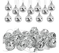 Mini Disco Balls, 30 Pcs Silver Mirror Disco Balls, 3cm/1.18in Diameter Mirror Disco Balls Small Disco Ball Ornament for Home Party Wedding Christmas Decoration Lighting Effect