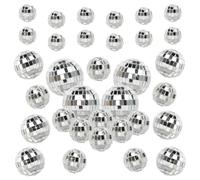 Mini Disco Balls, 32Pcs Silver Disco Balls Mirror Disco Ball, Hanging Mini Disco Ball Decorations for Party Home Wedding Christmas(4 Size)