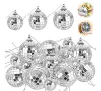 Mini Disco Balls, 36PCS Mirror Disco Ball, Reflective Mirror Ball Glass for Wedding Cake Topper Decor, Silver Disco Ball Christmas Decoration