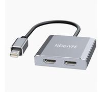 Mini Displayport to Dual HDMI Splitter Adapter,4K@60Hz Mini DP to 2 HDMI Hub Multi Stream Transport Support 4K@60Hz Resolution Support MST、SST