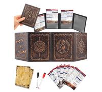 Mini DM Screen - Low-Profile, Portable 4-Panel Embossed Faux Leather Dungeon Master Screen with A6 Clear Pockets & Guide Inserts - Compact Travel GM Shield for Small-Table RPG Sessions