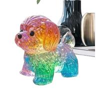 Mini Dog Figurines - 8cm Rainbow Gradient Ornament, Small Puppy Decor Sculpture, Dynamic Ambiance Desktop Animal Accent | Collectible Outdoor Indoor Garden Yard Lawn Bedroom Office Shelf