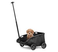 Mini Dog Stroller, Foldable Strollers for Mini Pets with Storage Bag, Built-in Cushion and Safety Rope, Shopping Catrs with Extendable Pull Handle, Dog Carrier with Wheels (Black)