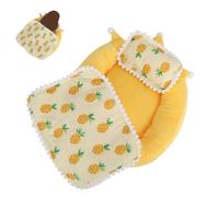 Mini Doll Bed Sofa with Mattress & Pillow & Quilt, Yellow Pineapple Pattern Dollhouse Furniture for 17cm/6.7in Dolls Cute Bedroom Accessories (Style 2)