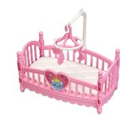 Mini Doll House Crib - ABS Cartoon Bed | Miniature Furniture | Pink White Pretend Play Decor, Mini Doll Bed for Nursery Display, Landscape Decoration, Kids Photography Props